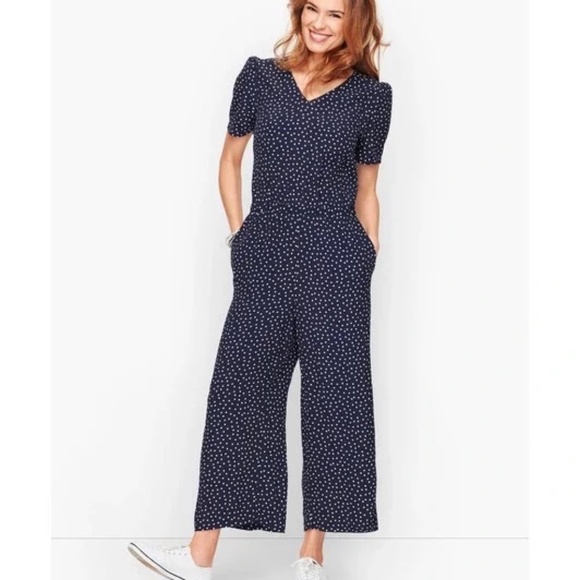 Talbots Pants - Navy Polka Dot Jumpsuit
